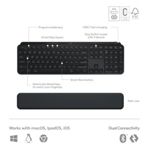 920-011614- Logitech MX Keys S Perfomance Combo: MX Master 3S; MX Keys S & MX Palm Rest- GRAPHITE