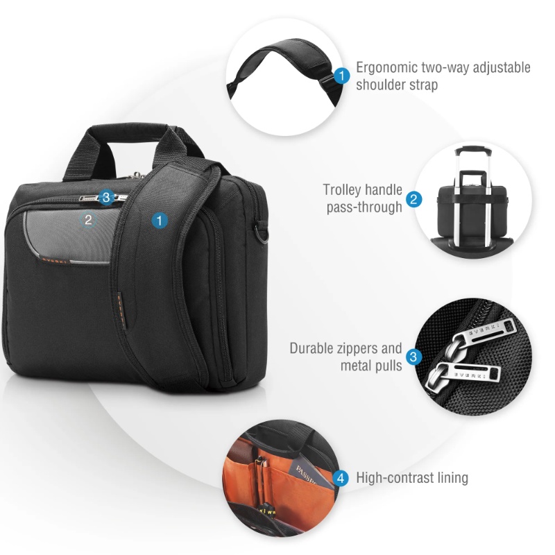 EVERKI ADVANCE BRIEFCASE |Fits up to 11.6 inch devices | Trolley handle pass-through | Limited lifetime warranty protection - Image 8