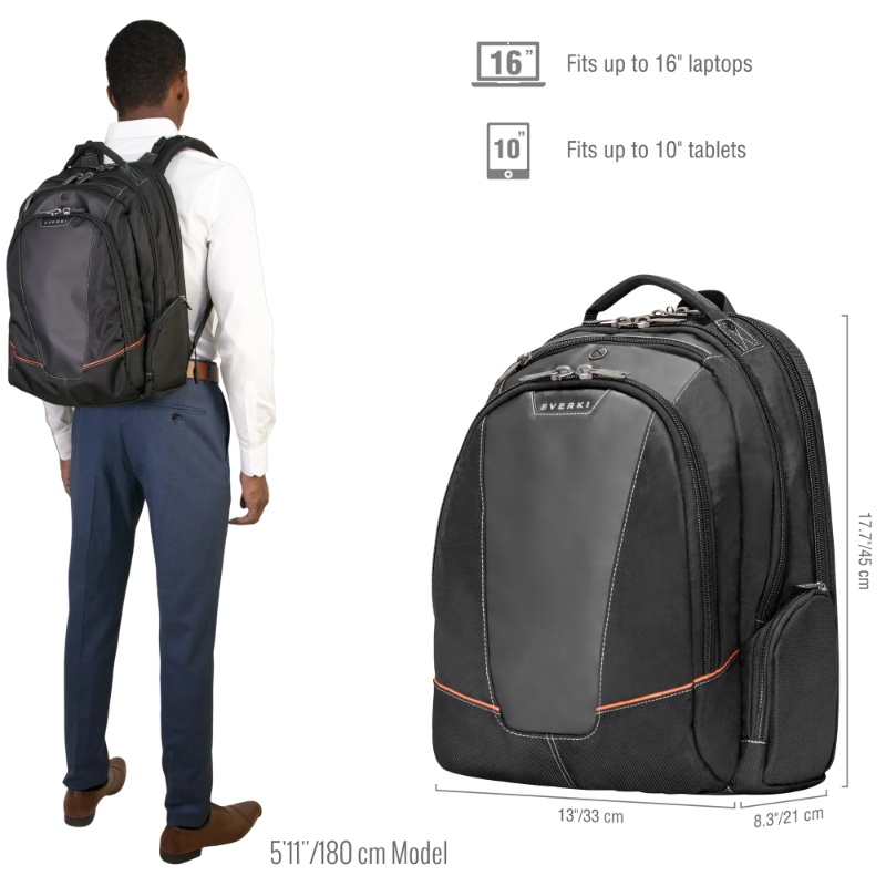 EVERKI FLIGHT BACKPACK | Fits up to 16 inch laptops | Travel friendly | Opens 180° | 5-Point balance strap system - Image 3