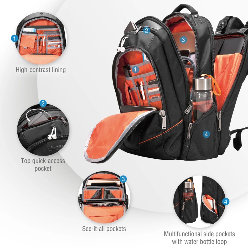 EVERKI FLIGHT BACKPACK | Fits up to 16 inch laptops | Travel friendly | Opens 180° | 5-Point balance strap system - Image 6