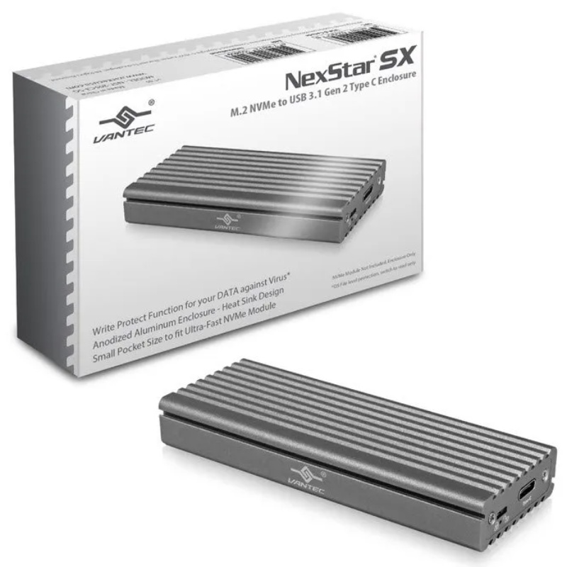 Vantec NexStar SX NST-205C3-SG M.2 NVMe SSD to USB 3.2 Gen 2x1 Type-C Enclosure
