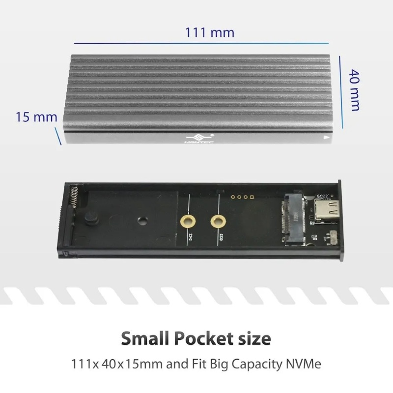 Vantec NexStar SX NST-205C3-SG M.2 NVMe SSD to USB 3.2 Gen 2x1 Type-C Enclosure - Image 6