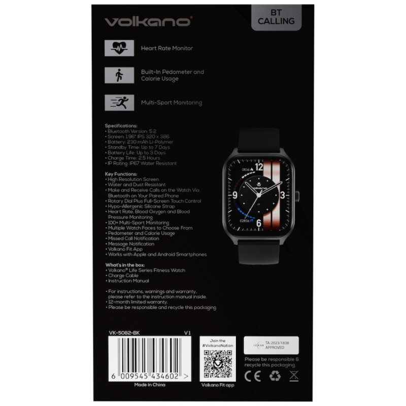 Volkano Life Series Smart Watches - Black - Image 10